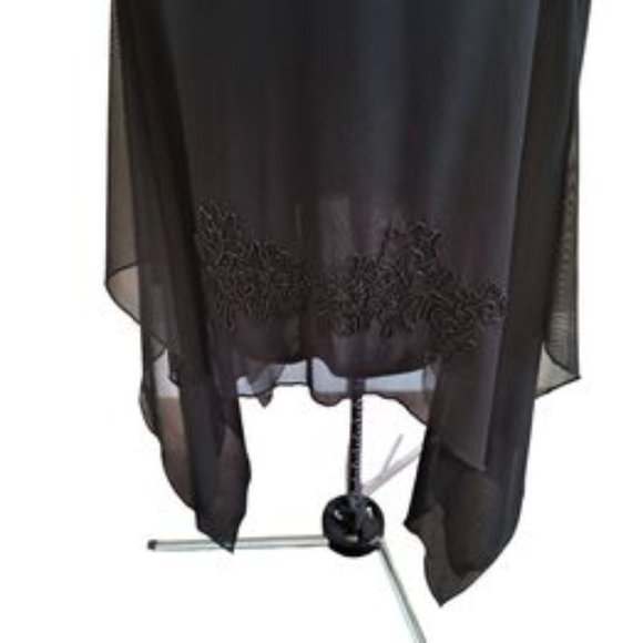 Black Flutter Sleeve Beaded Midi Length Dress - Picture 5 of 10